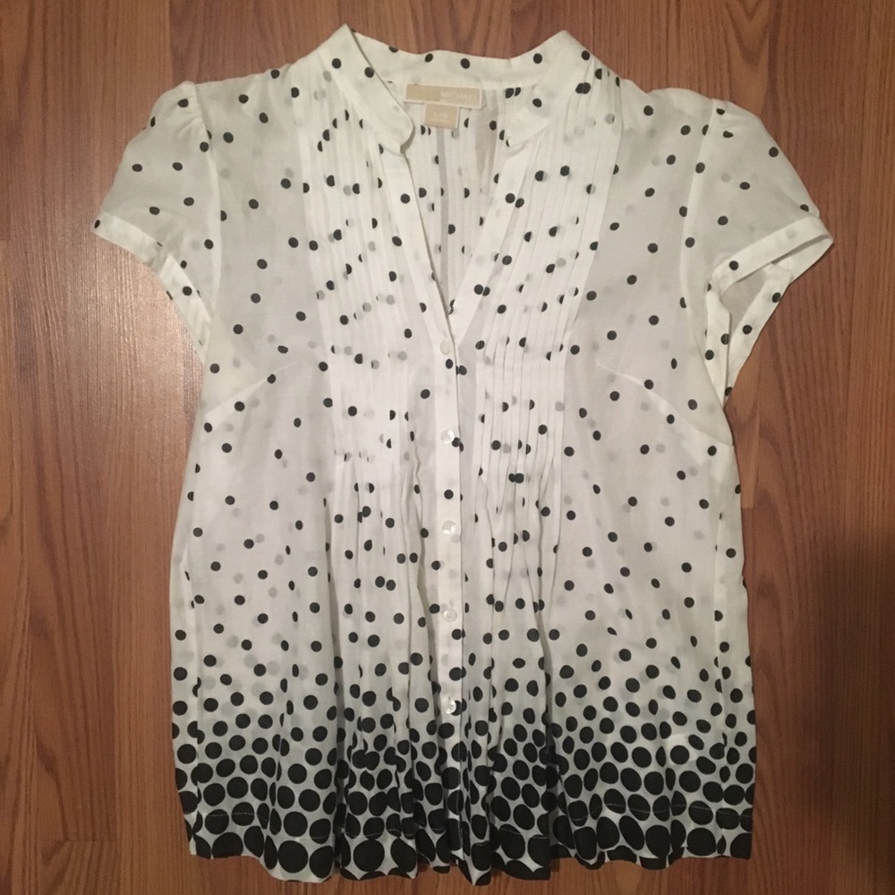 Michael Kors White w/Black Polkadots Blouse